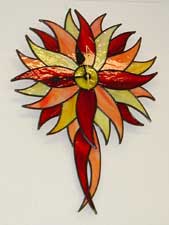 stained glass clock with pendulum